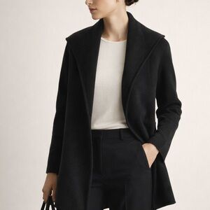 VINCE Yak Wool Open Cardigan XS Hooded Classic Knit Black Minimalist Luxury